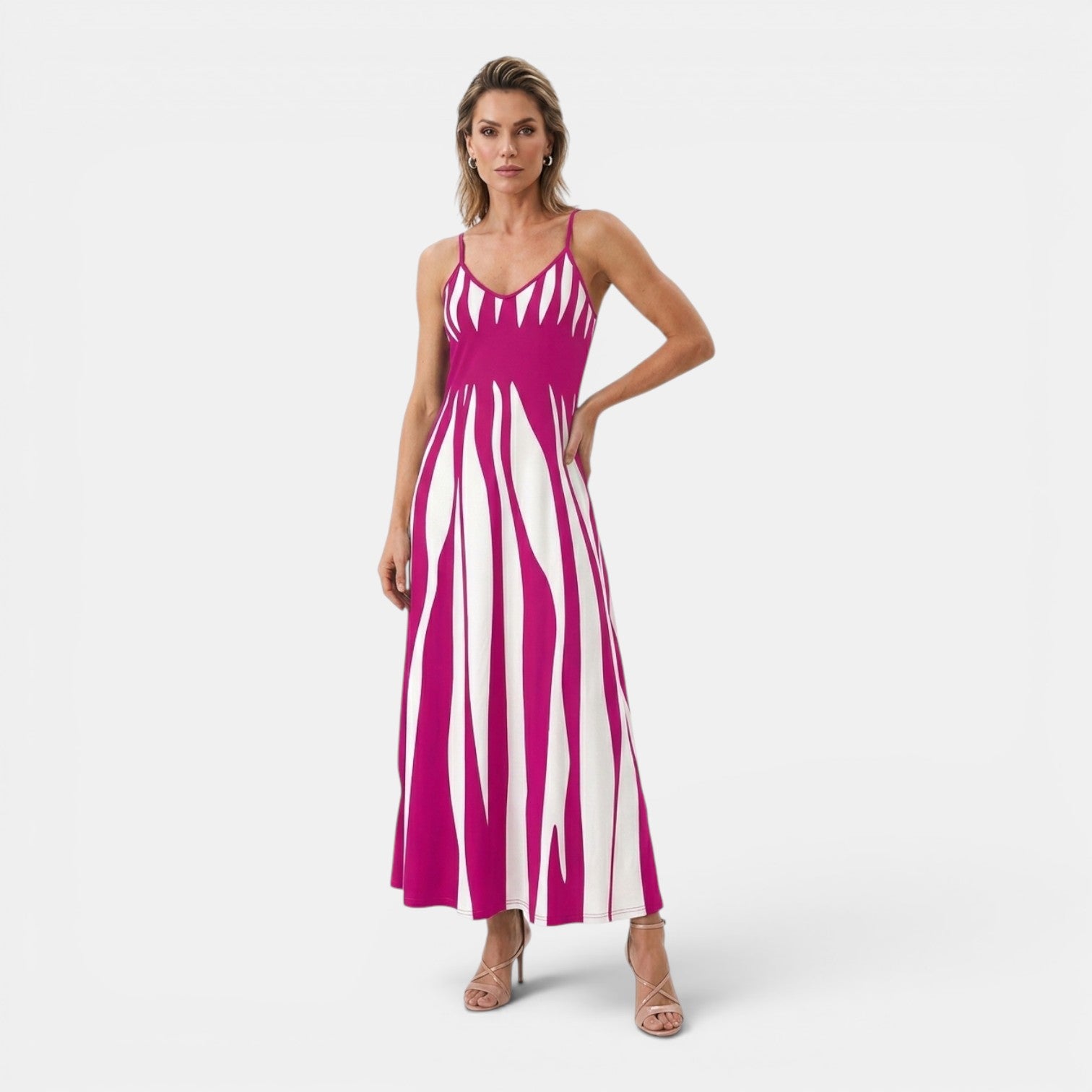 Monvaline | Women’s Summer Holiday Dress – Lightweight V-Neck Midi Style