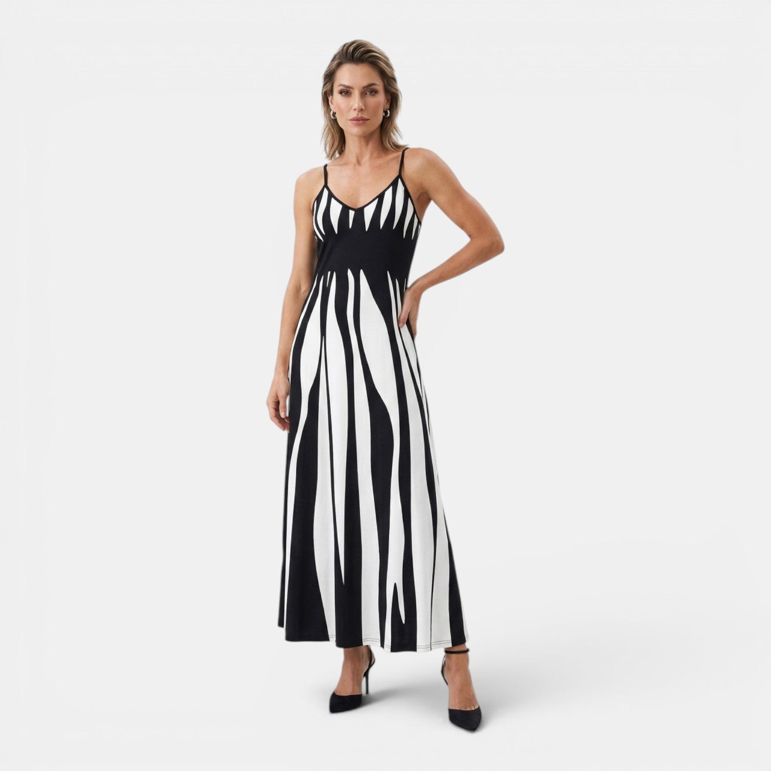 Monvaline | Women’s Summer Holiday Dress – Lightweight V-Neck Midi Style