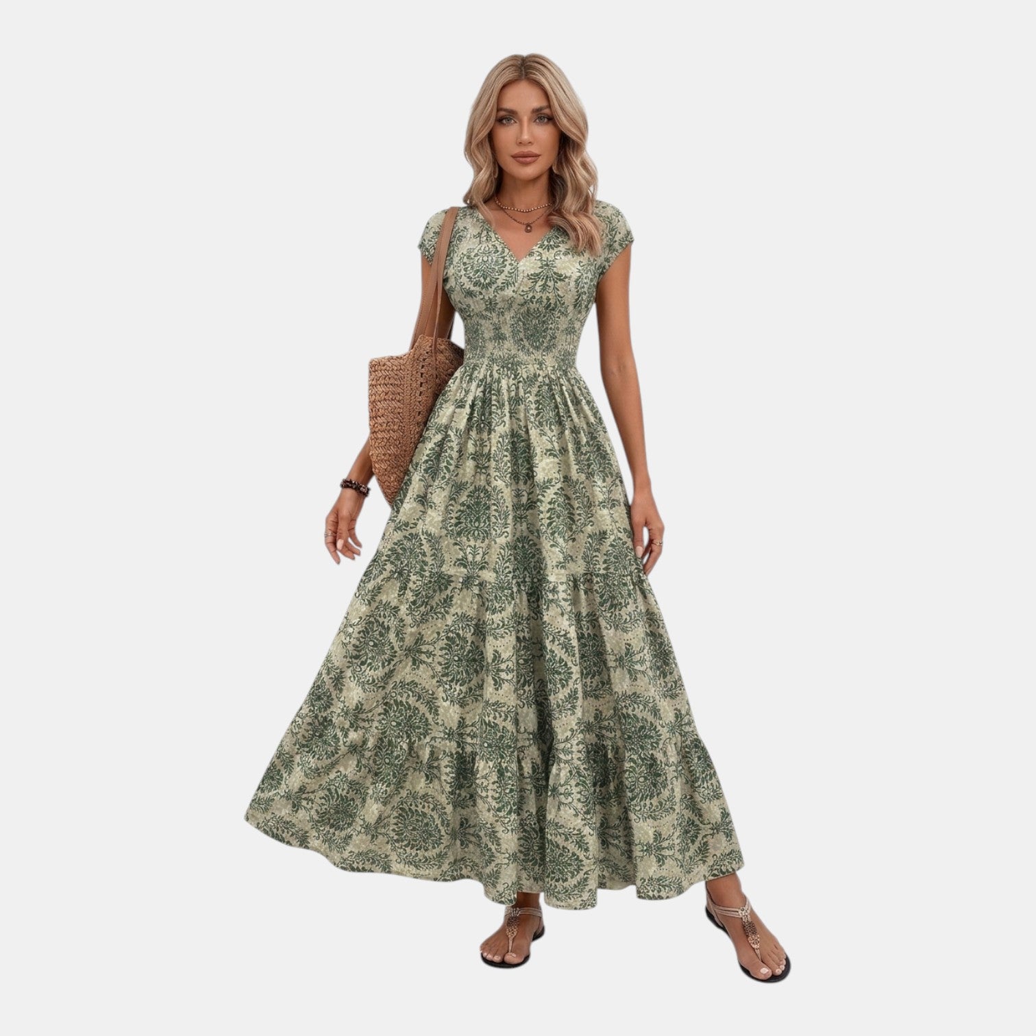 Monvaline | Women’s Summer Holiday Maxi Dress – Lightweight V-Neck Style