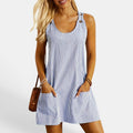 Monvaline | Women’s Summer Stripe Dress with Pockets – Knee-Length Fit
