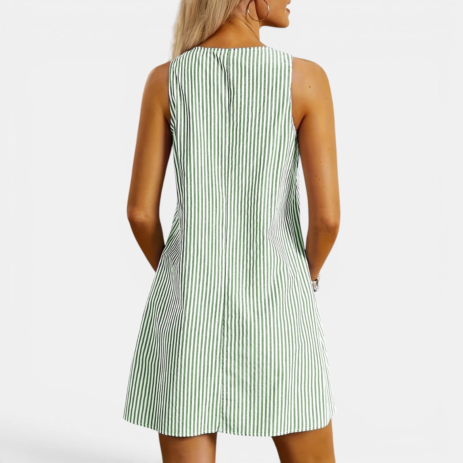 Monvaline | Women’s Summer Stripe Dress with Pockets – Knee-Length Fit