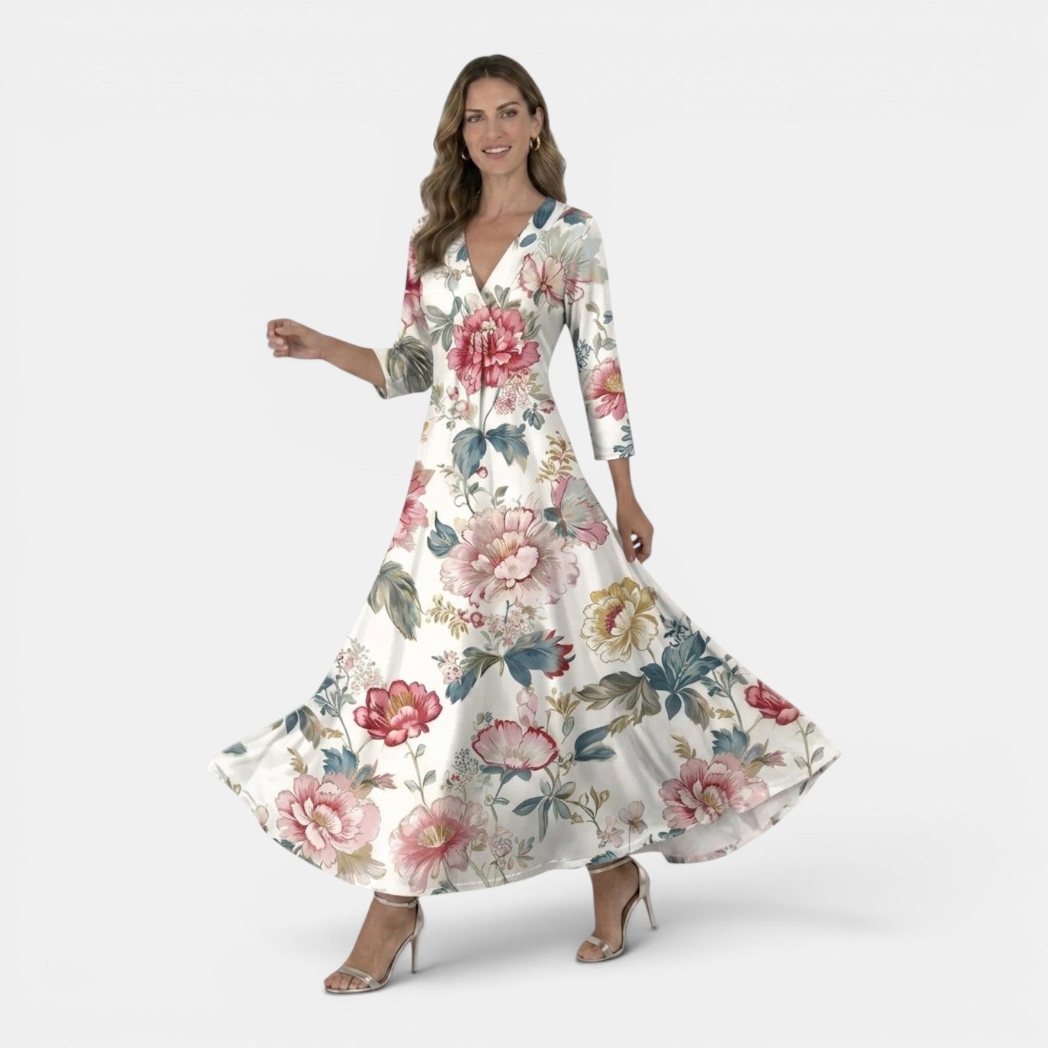 Monvaline | Women’s Summer V-Neck Dress – Lightweight Holiday Midi
