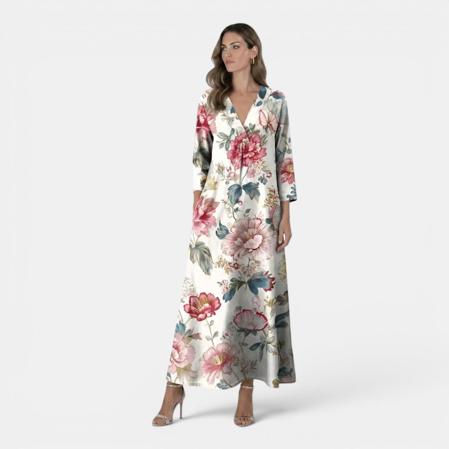 Monvaline | Women’s Summer V-Neck Dress – Lightweight Holiday Midi