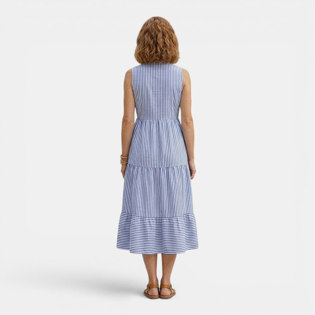 Monvaline | Women’s Tailored Shirt-Collar Midi Dress