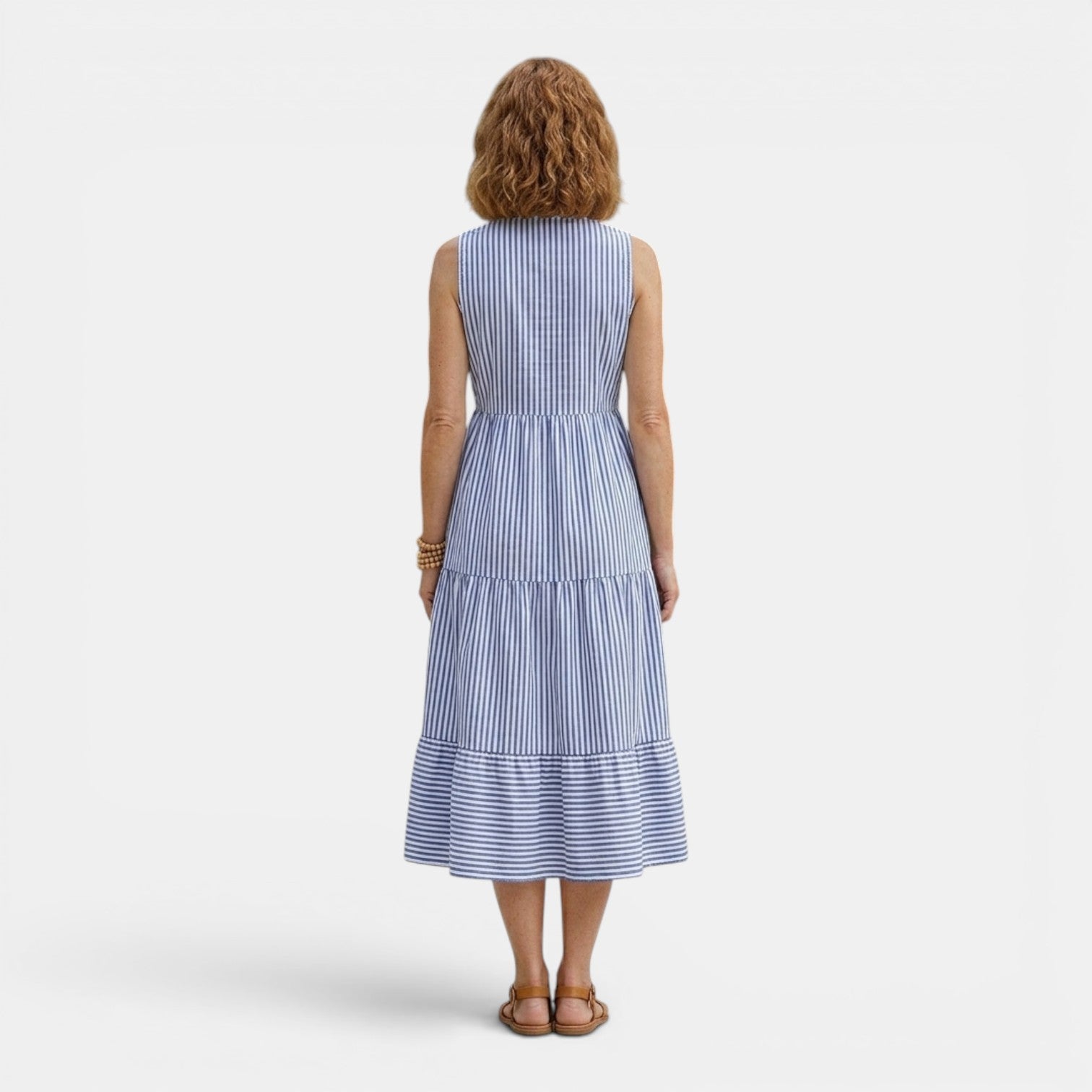 Monvaline | Women’s Tailored Shirt-Collar Midi Dress