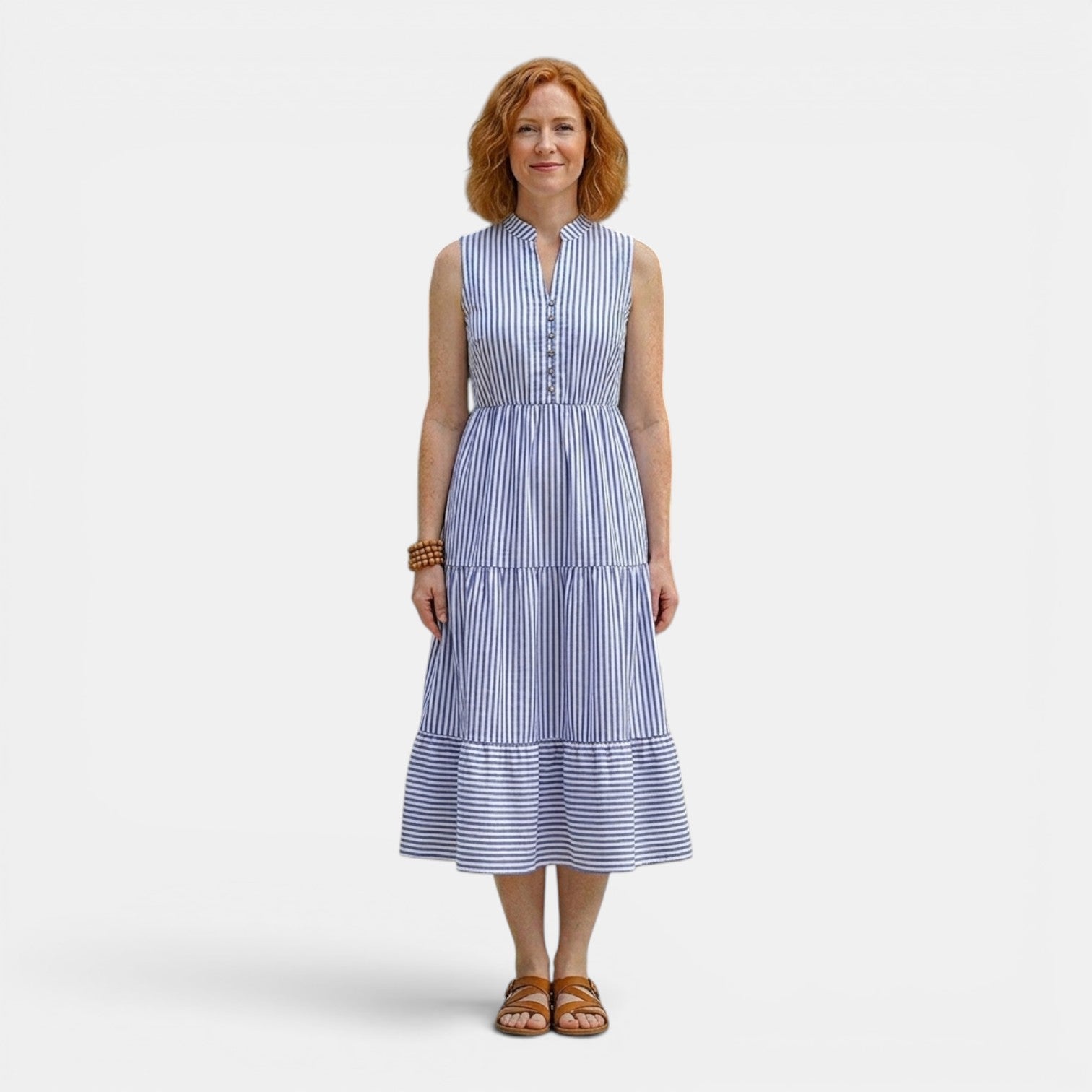 Monvaline | Women’s Tailored Shirt-Collar Midi Dress