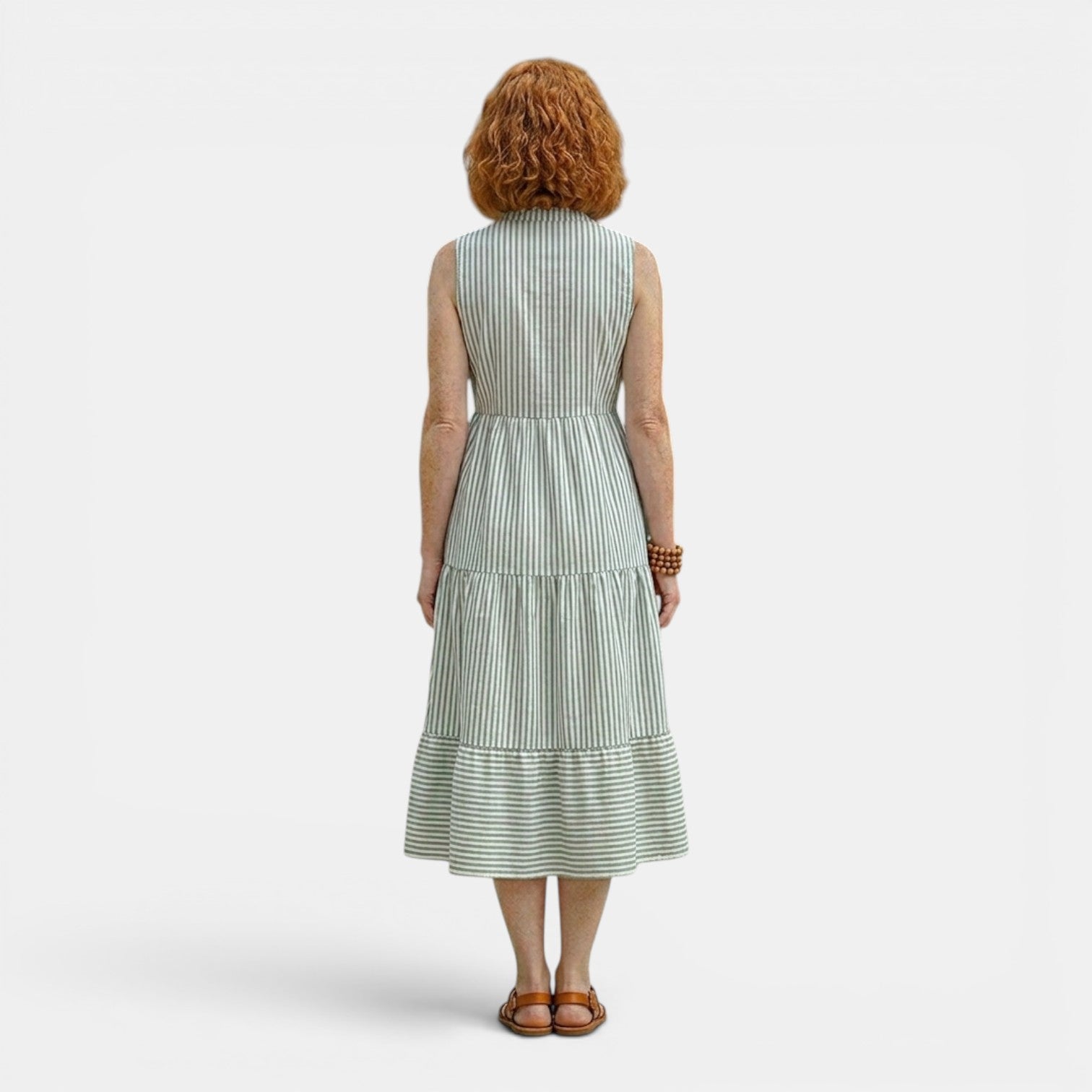Monvaline | Women’s Tailored Shirt-Collar Midi Dress