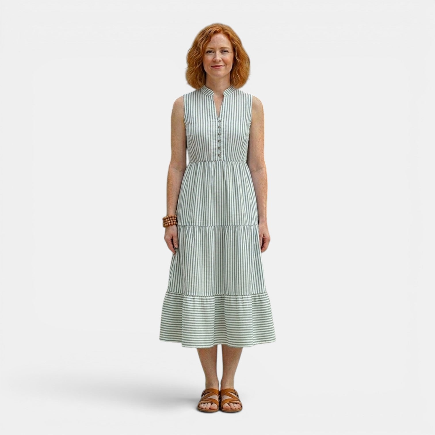 Monvaline | Women’s Tailored Shirt-Collar Midi Dress