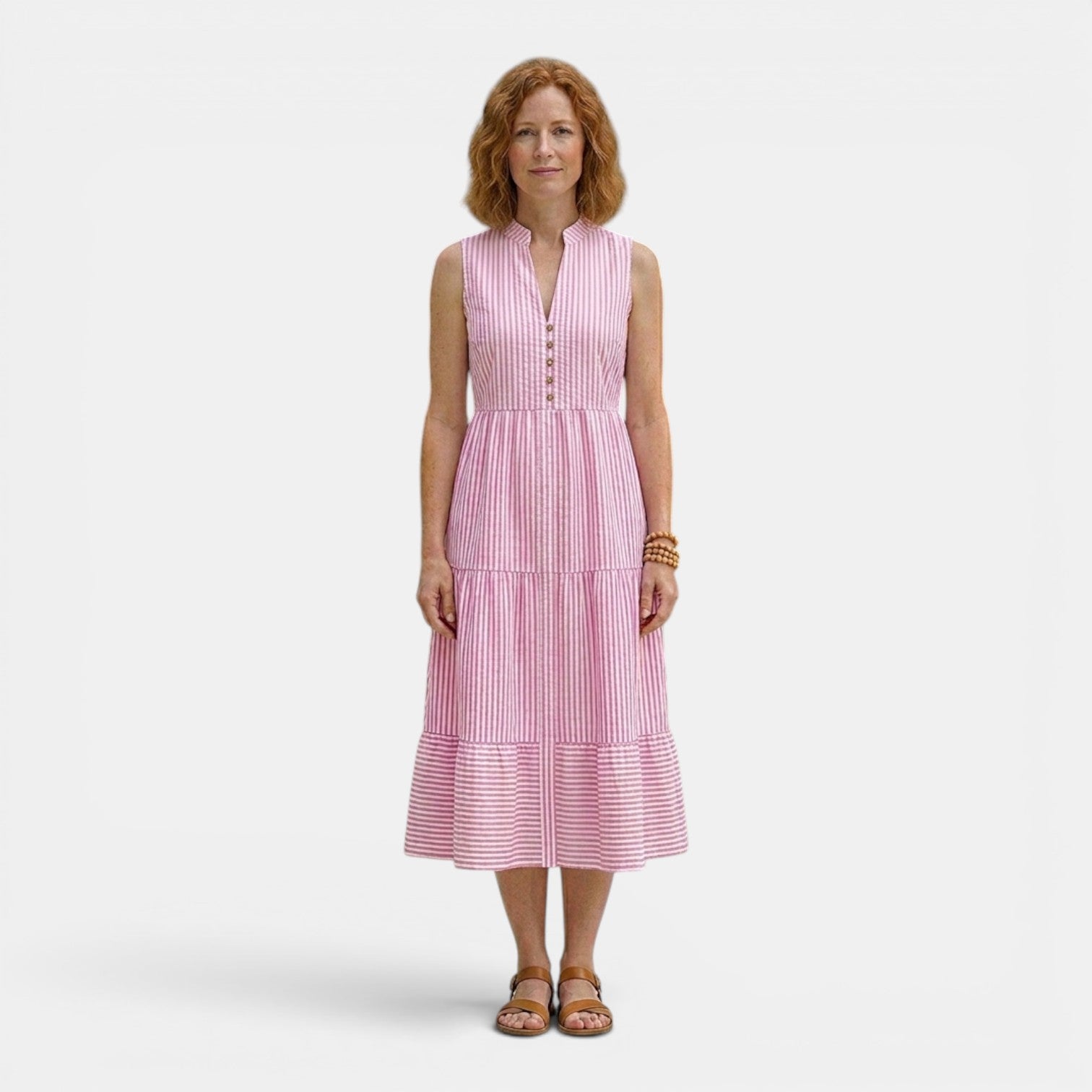 Monvaline | Women’s Tailored Shirt-Collar Midi Dress