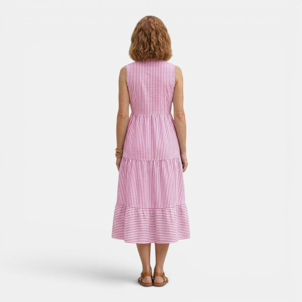 Monvaline | Women’s Tailored Shirt-Collar Midi Dress