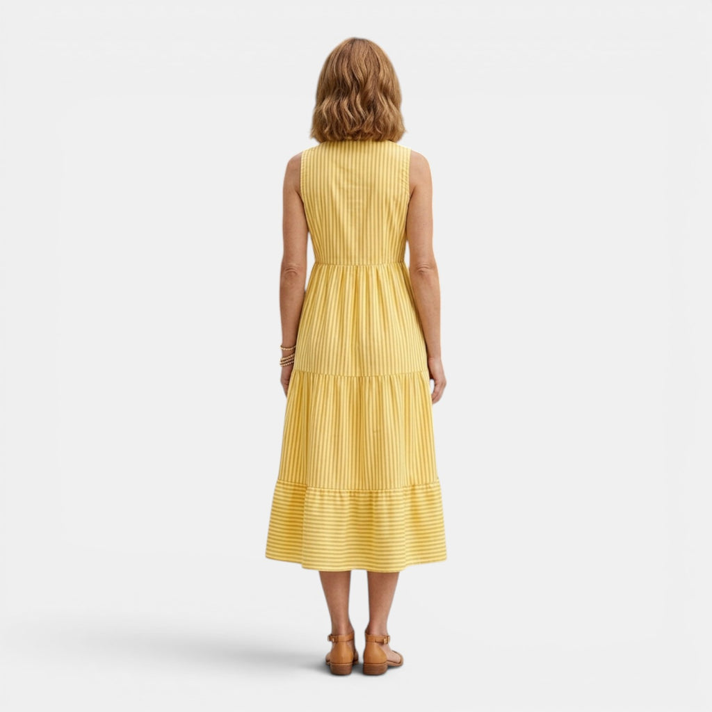 Monvaline | Women’s Tailored Shirt-Collar Midi Dress