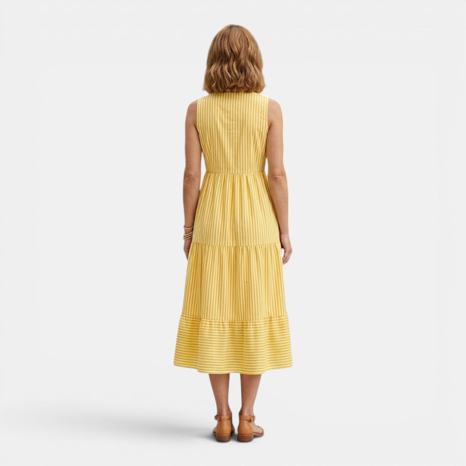 Monvaline | Women’s Tailored Shirt-Collar Midi Dress