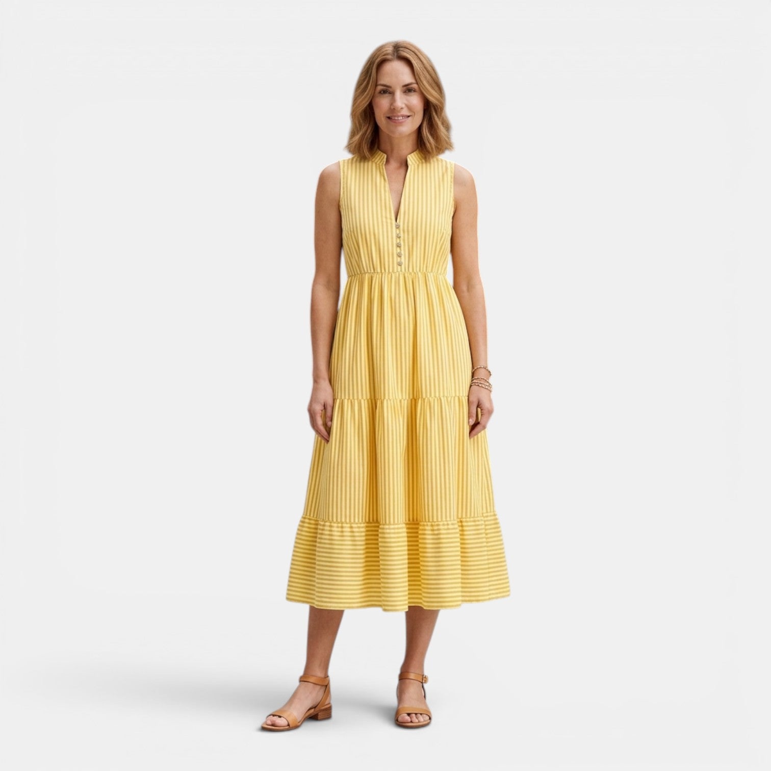 Monvaline | Women’s Tailored Shirt-Collar Midi Dress