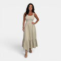 Monvaline | Women’s Waist-Defined Midi Dress