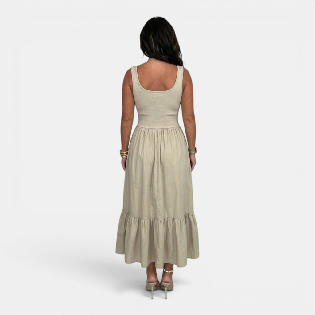 Monvaline | Women’s Waist-Defined Midi Dress