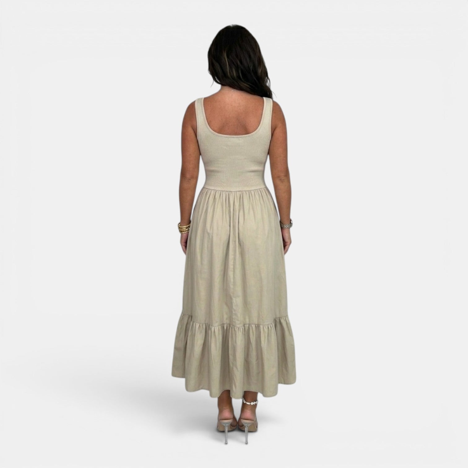 Monvaline | Women’s Waist-Defined Midi Dress