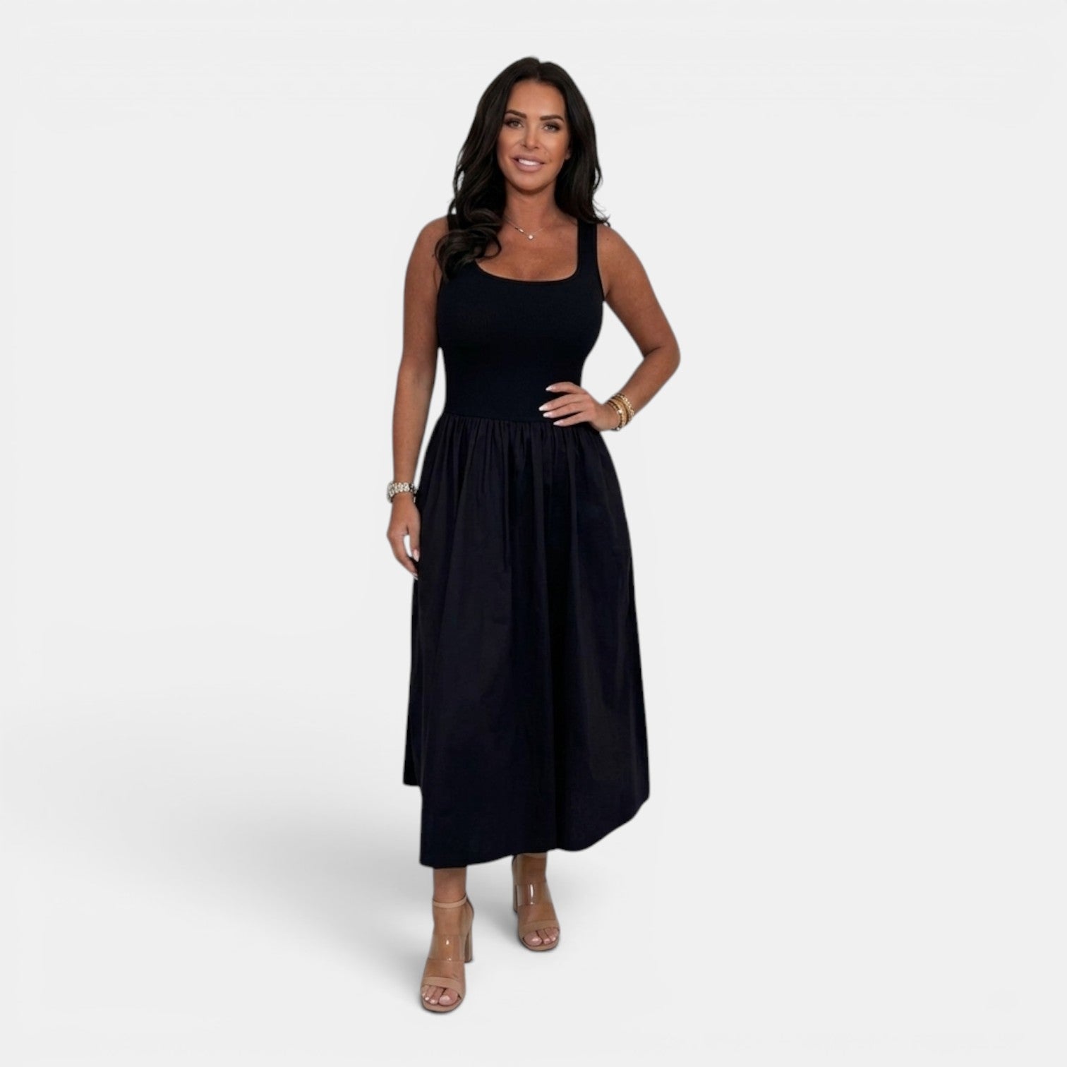 Monvaline | Women’s Waist-Defined Midi Dress