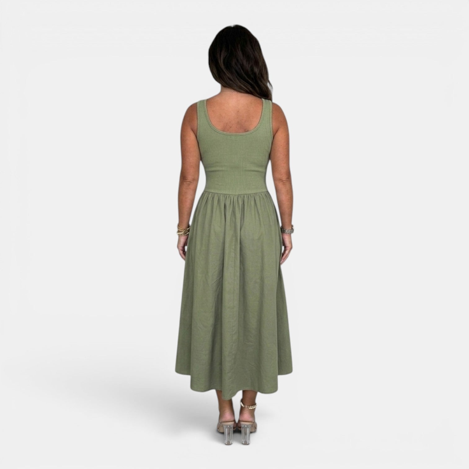 Monvaline | Women’s Waist-Defined Midi Dress
