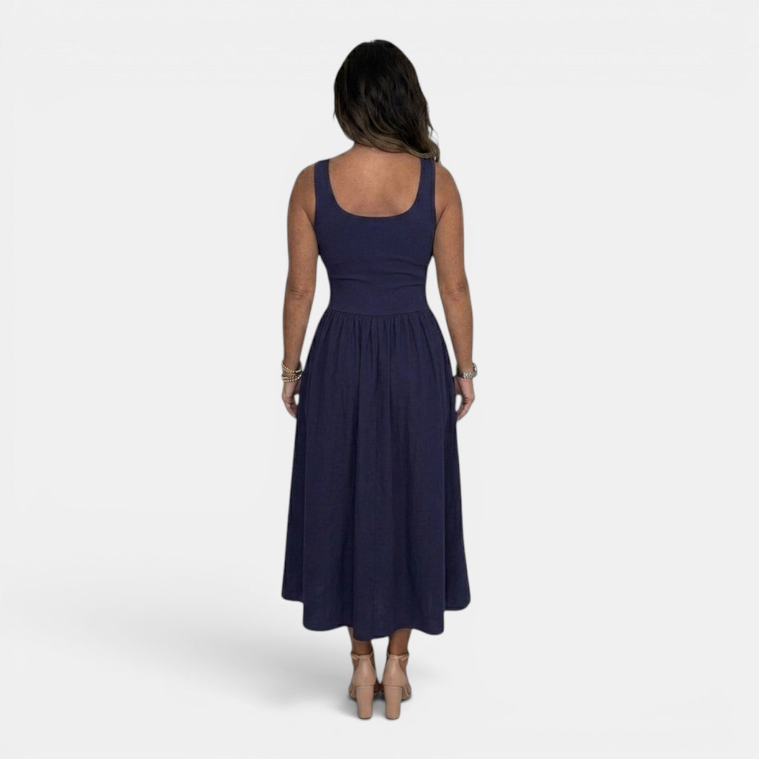 Monvaline | Women’s Waist-Defined Midi Dress