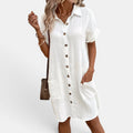 Monvaline | Women’s White Midi Shirt Dress – Breathable Summer Outfit