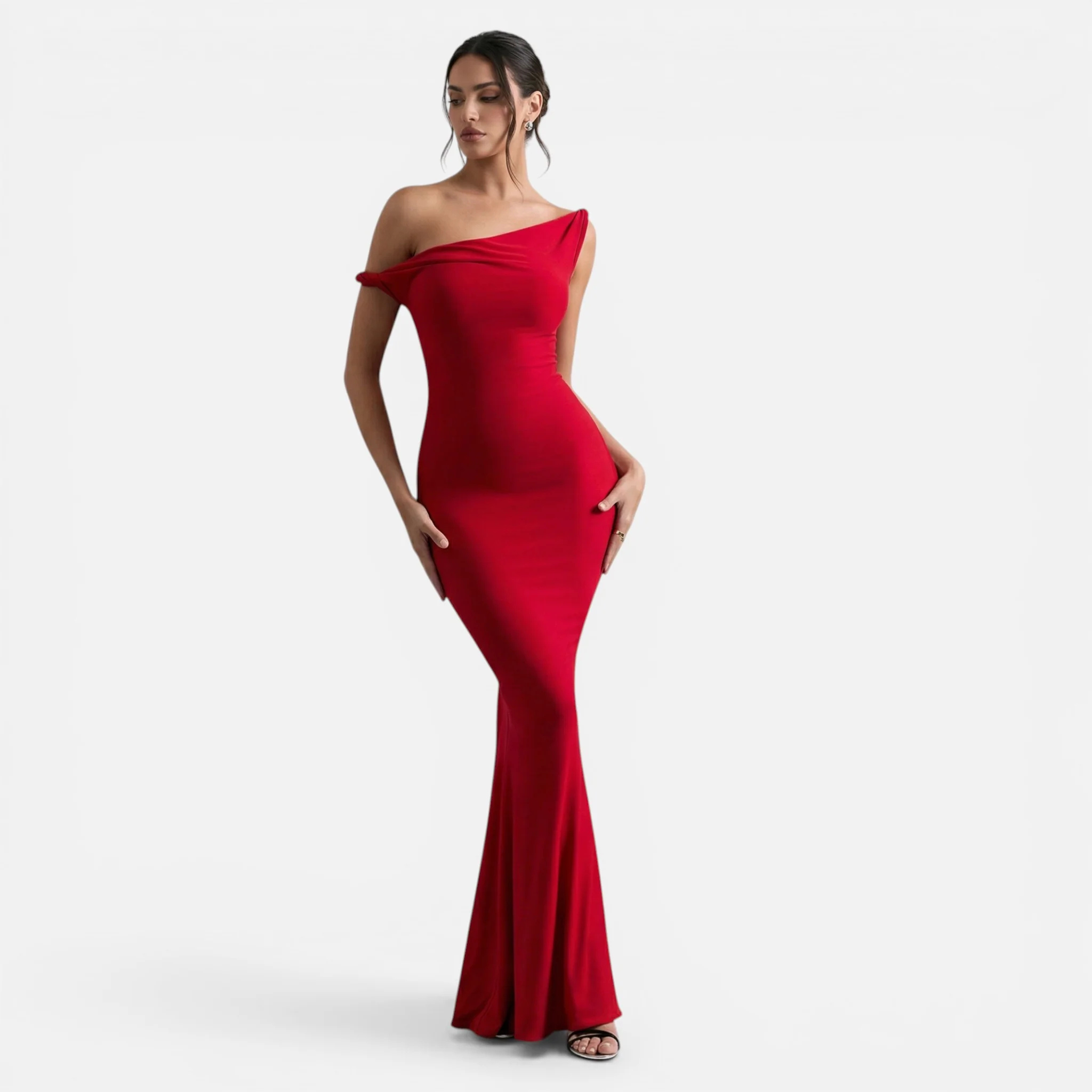 Monvaline | Women’s Asymmetric Maxi Dress Slim Fit Evening Gown