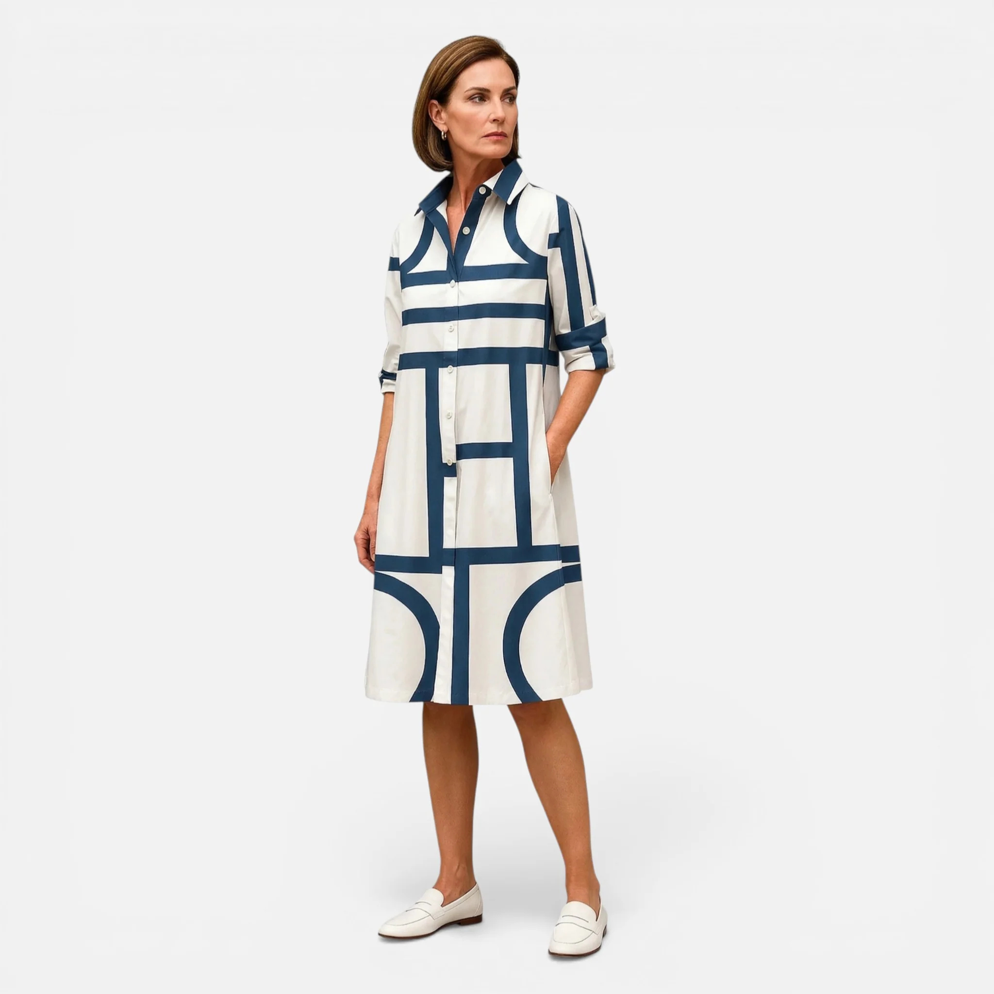 Monvaline | Women’s Midi Dress Polyester Blend Elegant Flow Comfortable Fit