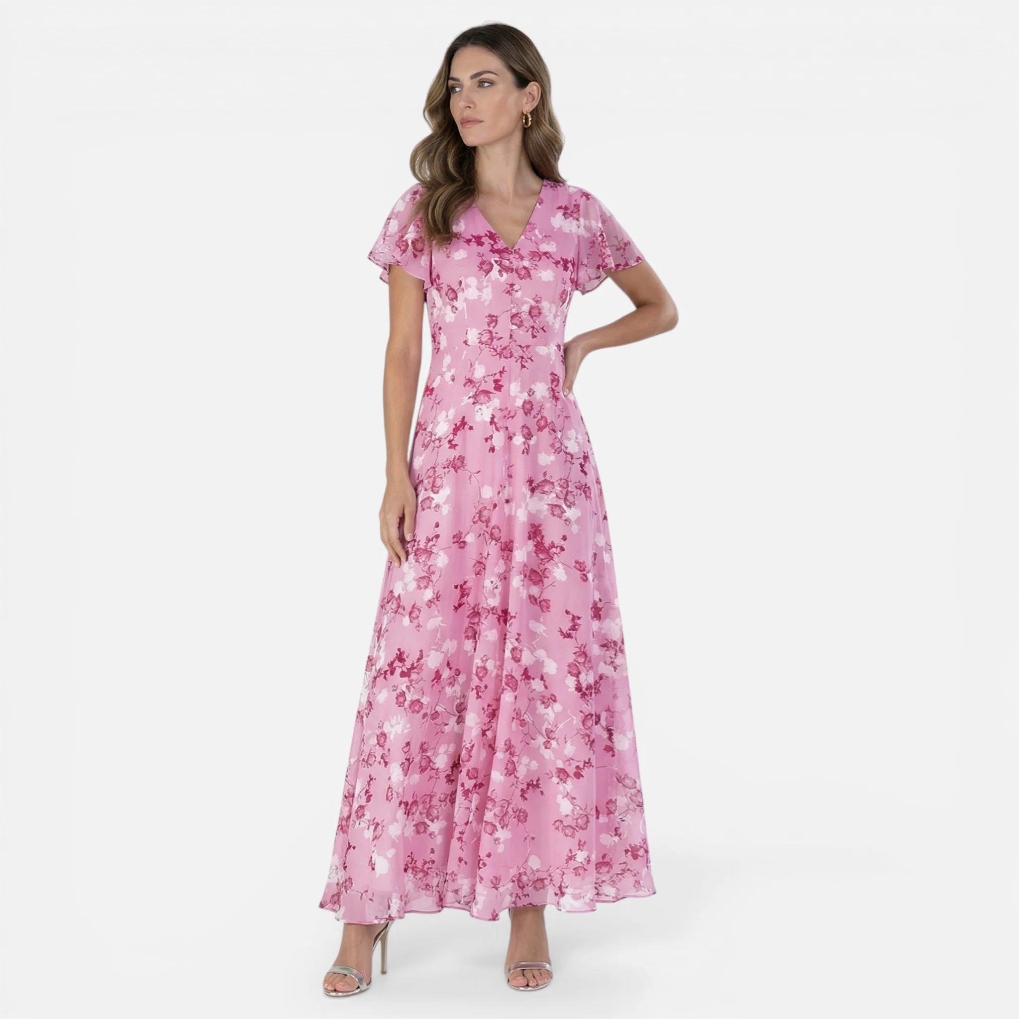 Monvaline | Women’s Floral Midi Dress Lightweight Breathable Slim Fit Elegant