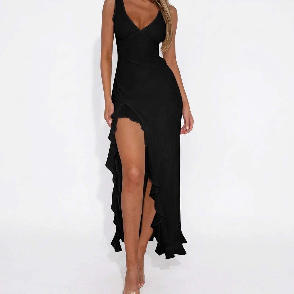Monvaline | Women’s Backless High Split Dress Slim Fit Evening Party Wear