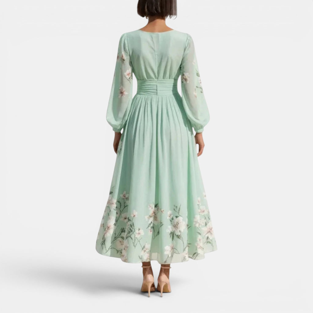 Monvaline | Women’s Floral Chiffon Midi Dress