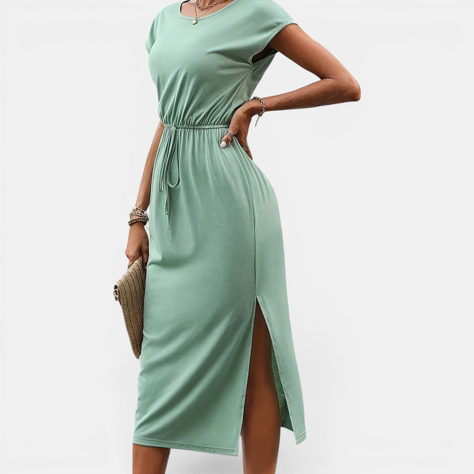 Monvaline | Women’s Sleeveless Midi Dress – Stretch Fit Holiday Wear