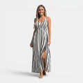 Monvaline | Women's Geometric Maxi Dress Sleeveless Relaxed Fit Summer
