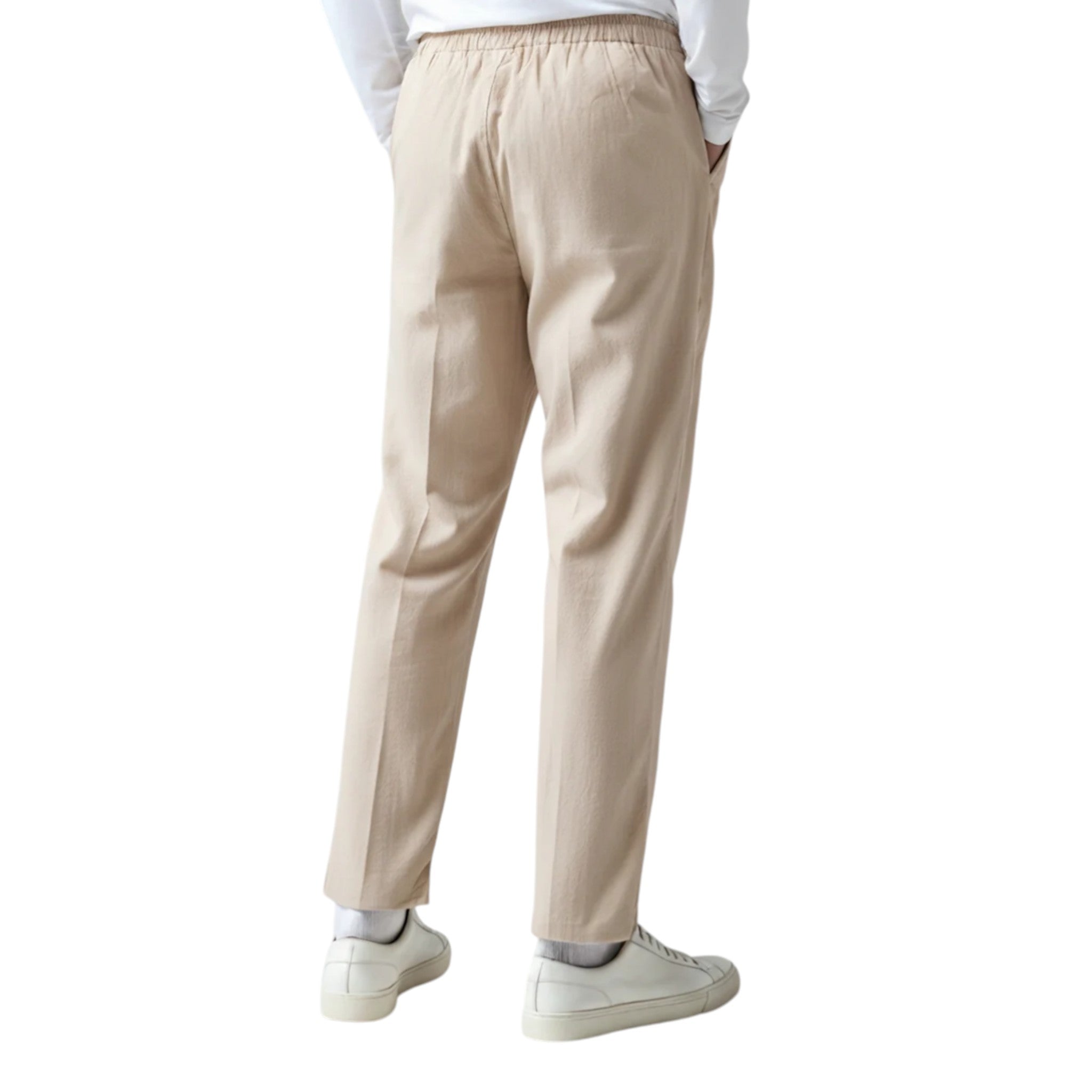 Monvaline | Men’s Linen Pants Breathable Comfort Relaxed Fit Summer Trousers
