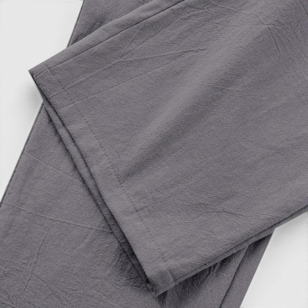 Monvaline | Men's Linen Smart Casual Trousers Straight Leg Loose Fit