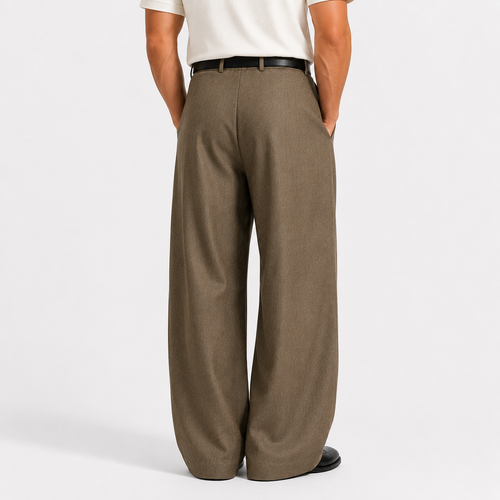 Monvaline | Men's Wide Leg Pleated Trousers – Relaxed Tailored Fit