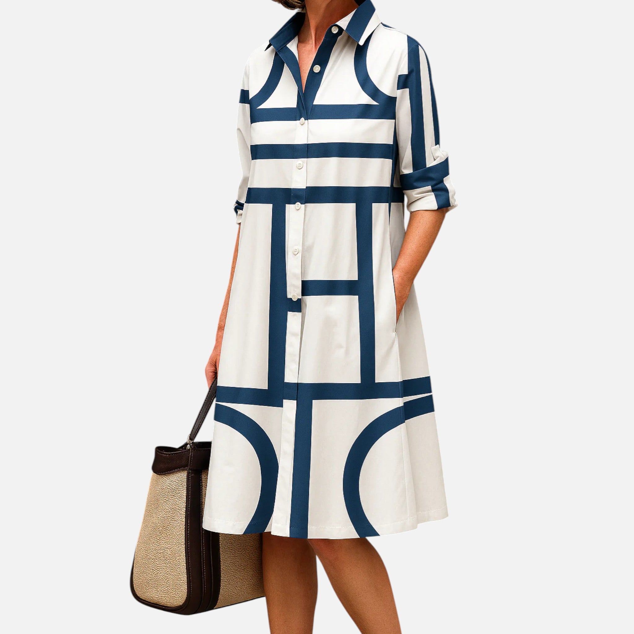 Monvaline | Women’s Midi Dress Polyester Blend Elegant Flow Comfortable Fit