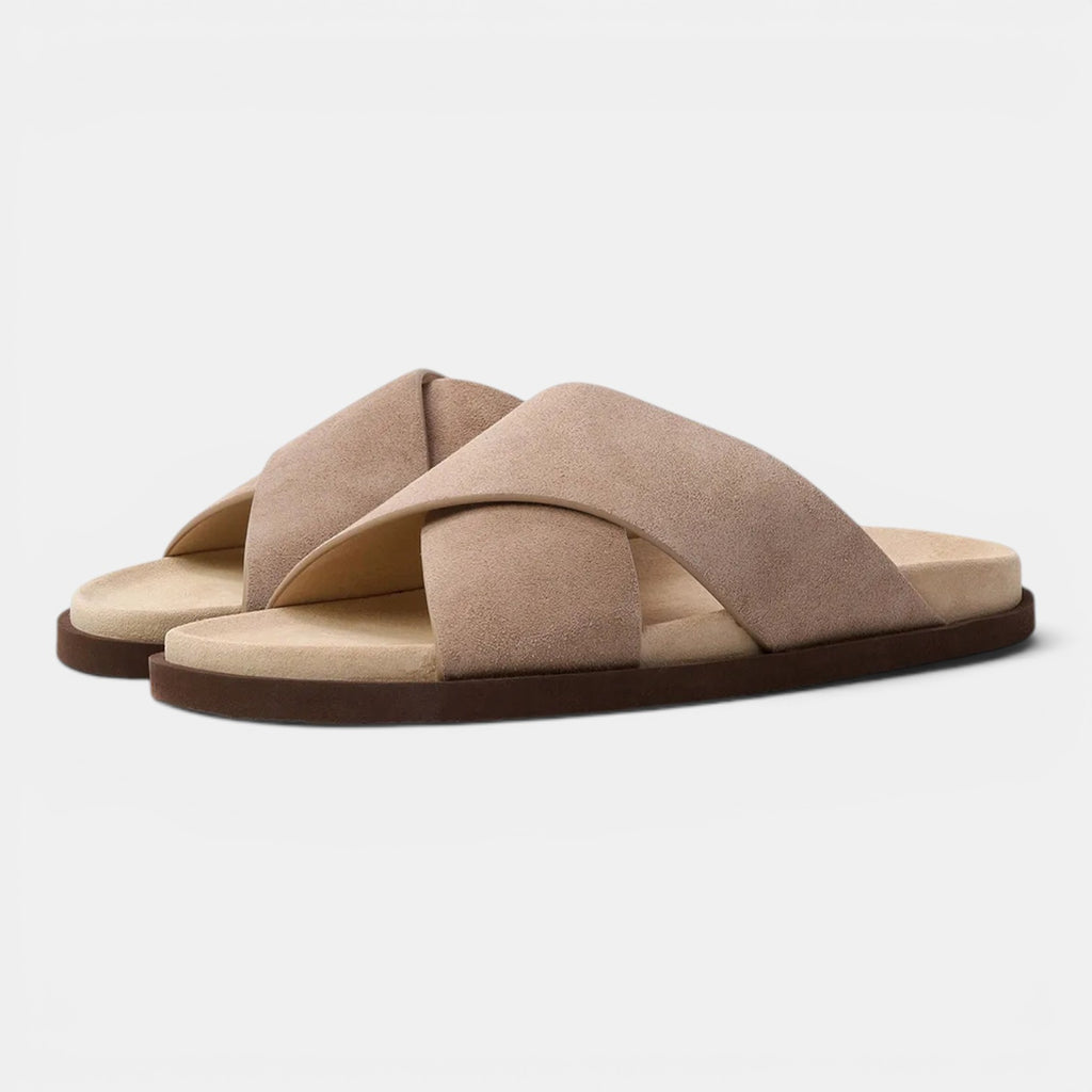 Monvaline | Men's Classic Suede Flip Flops Flat Sole Casual Beach Sandals