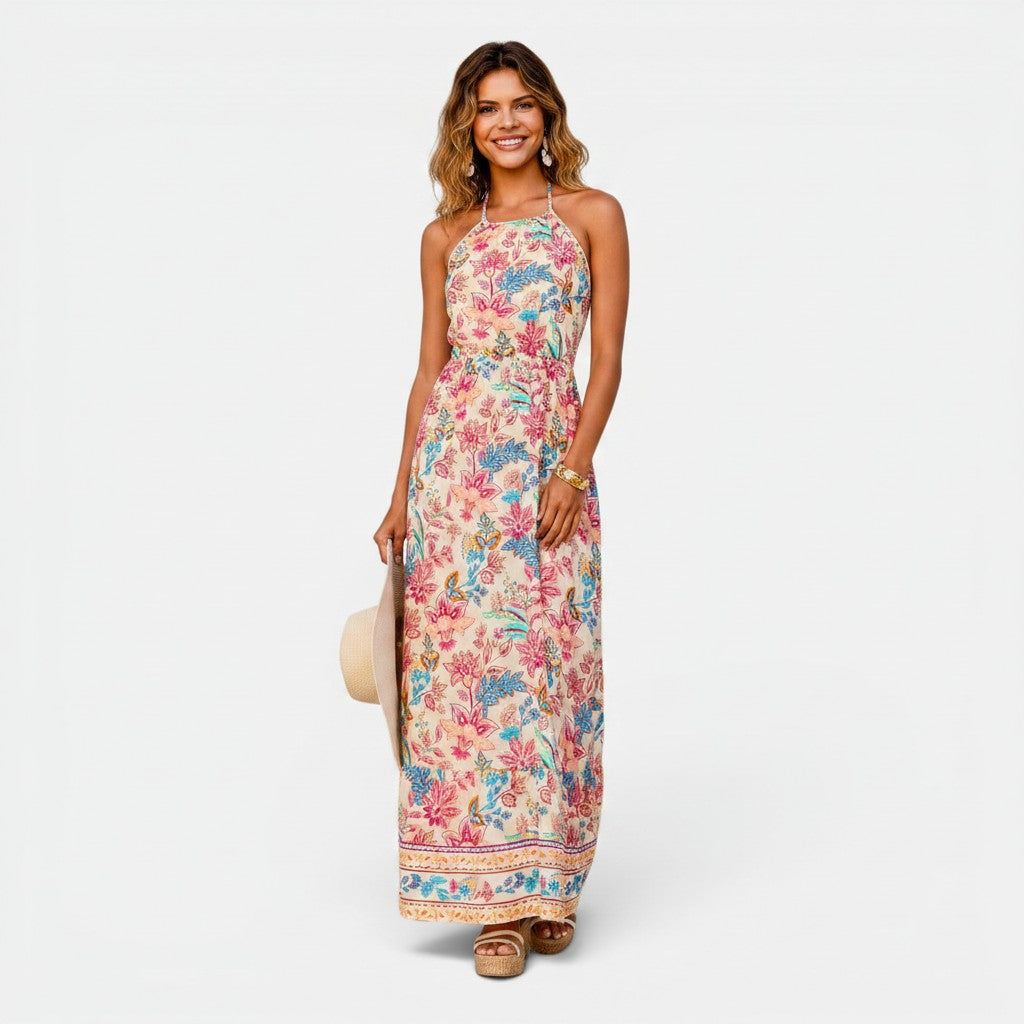 Monvaline | Women's Floral Maxi Dress for Summer Holidays & Events