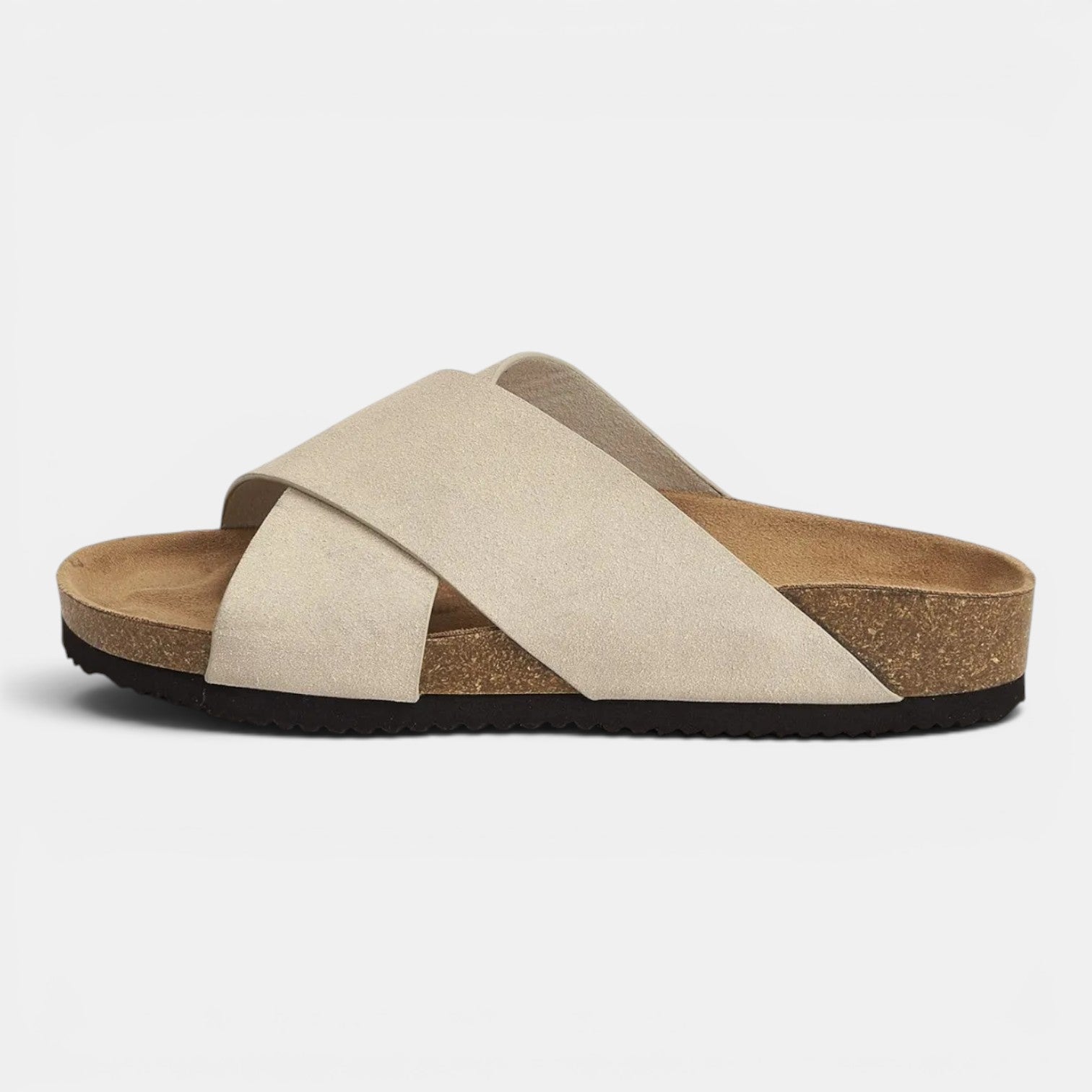Monvaline | Women's Comfortable Suede Roman Sandals with Cross Straps