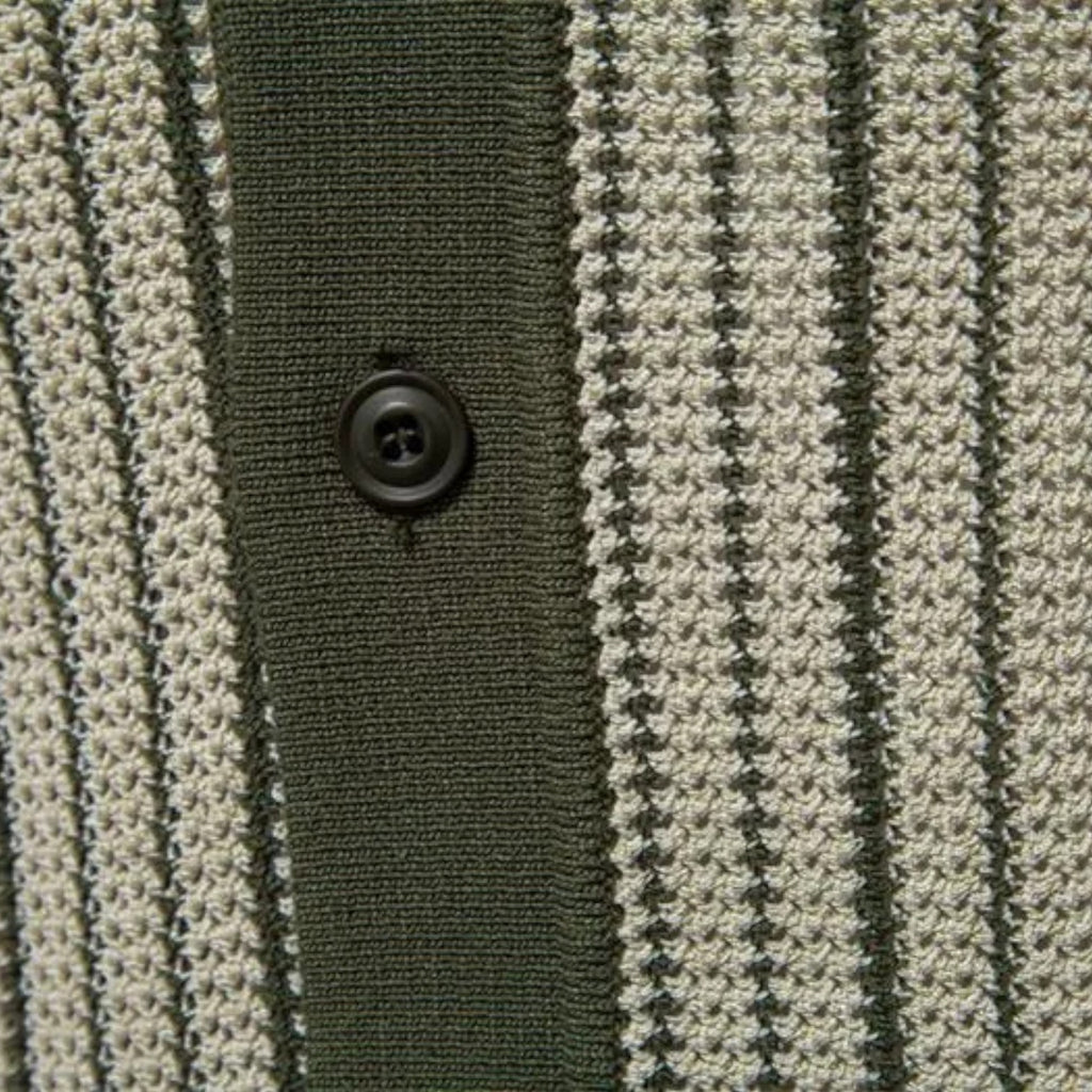 Monvaline | Men's Knitted Striped Shirt Lightweight Summer Relaxed Fit
