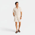 Monvaline | Men's Corduroy Polo Shirt & Shorts Set Casual Summer Outfit