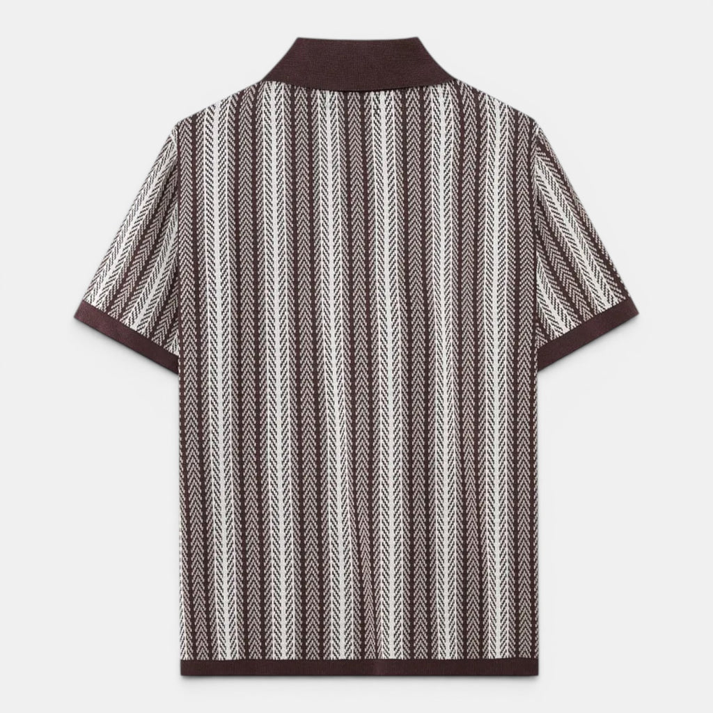 Monvaline | Men's Striped Knit Polo Shirt Smart Casual Summer Wear