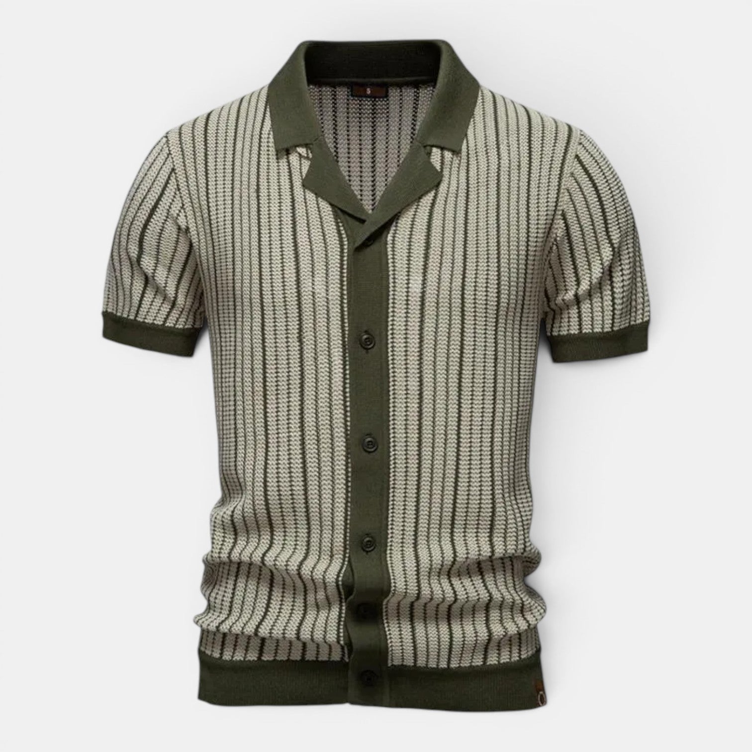 Monvaline | Men's Knitted Striped Shirt Lightweight Summer Relaxed Fit