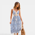 Monvaline | Women's Summer Midi Dress V-Neck Sleeveless Holiday Dress