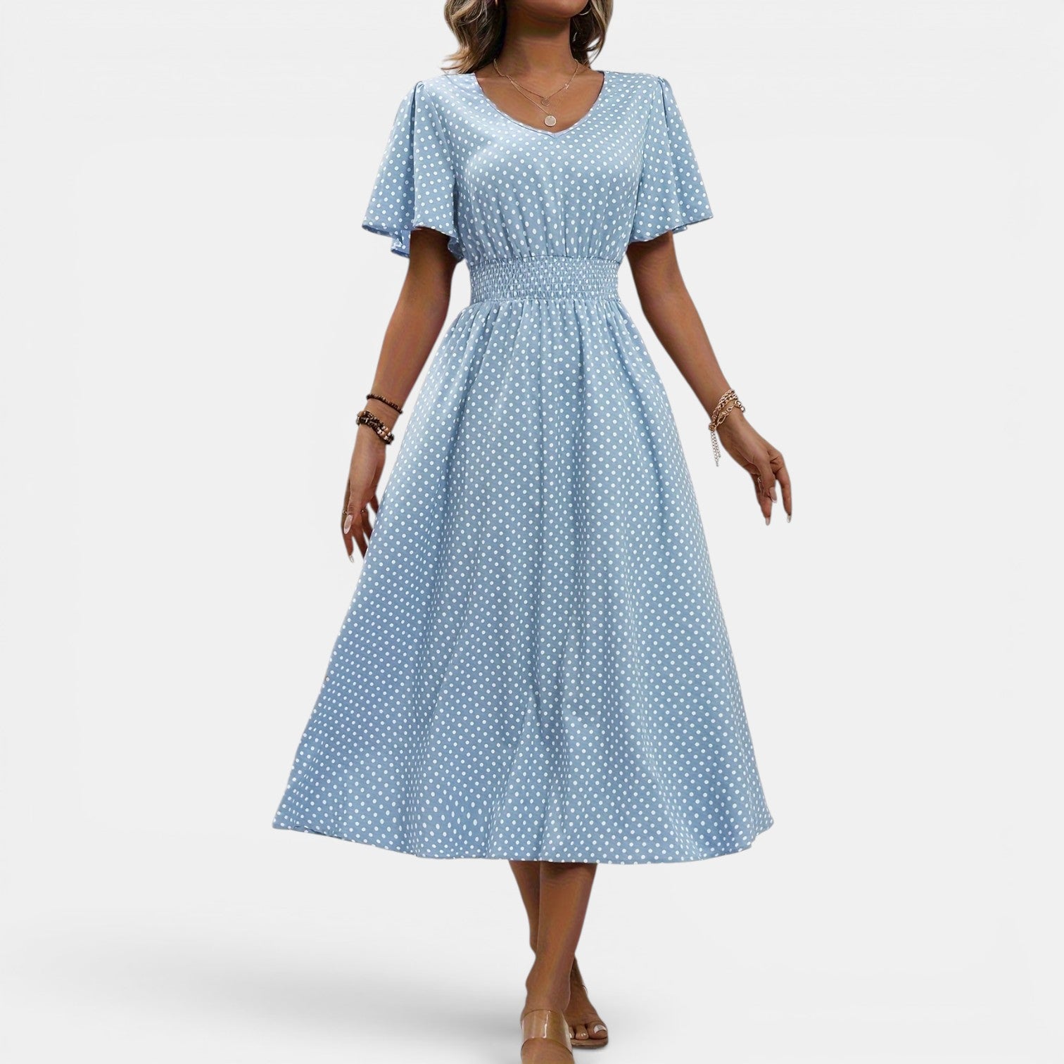 Monvaline | Women’s Elegant Holiday Midi Dress Lightweight Summer Fit