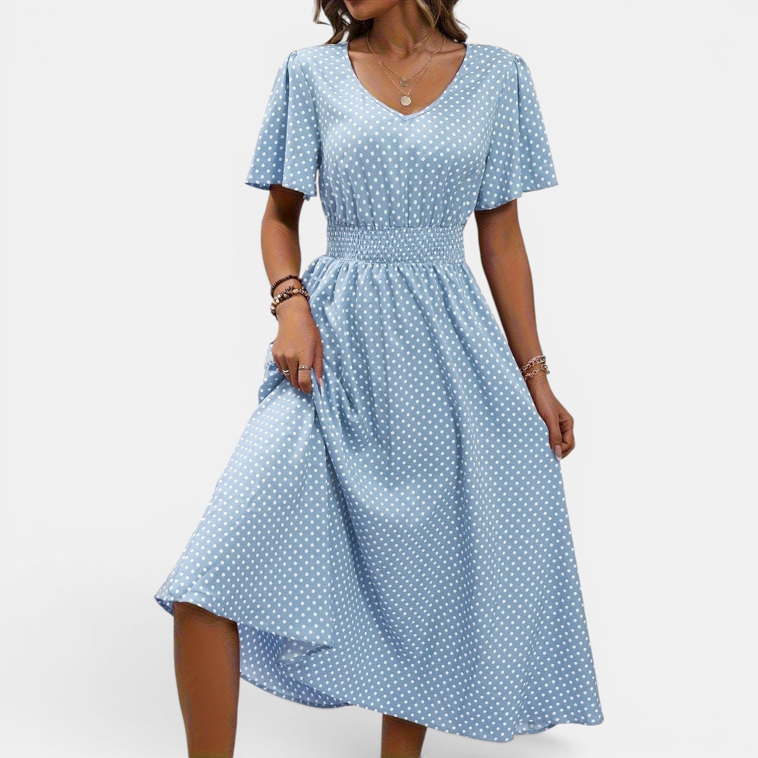 Monvaline | Women’s Elegant Holiday Midi Dress Lightweight Summer Fit