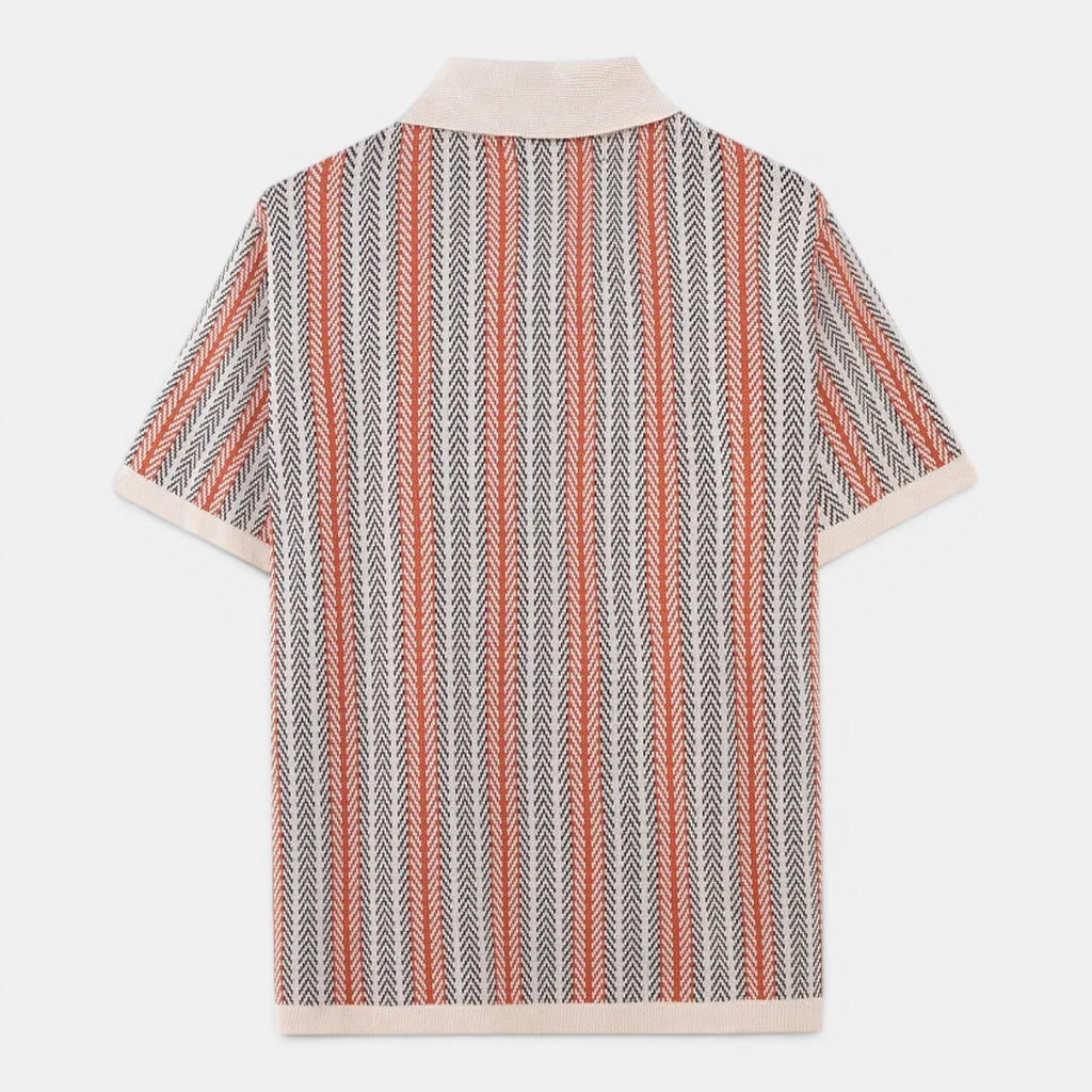 Monvaline | Men's Striped Knit Polo Shirt Smart Casual Summer Wear