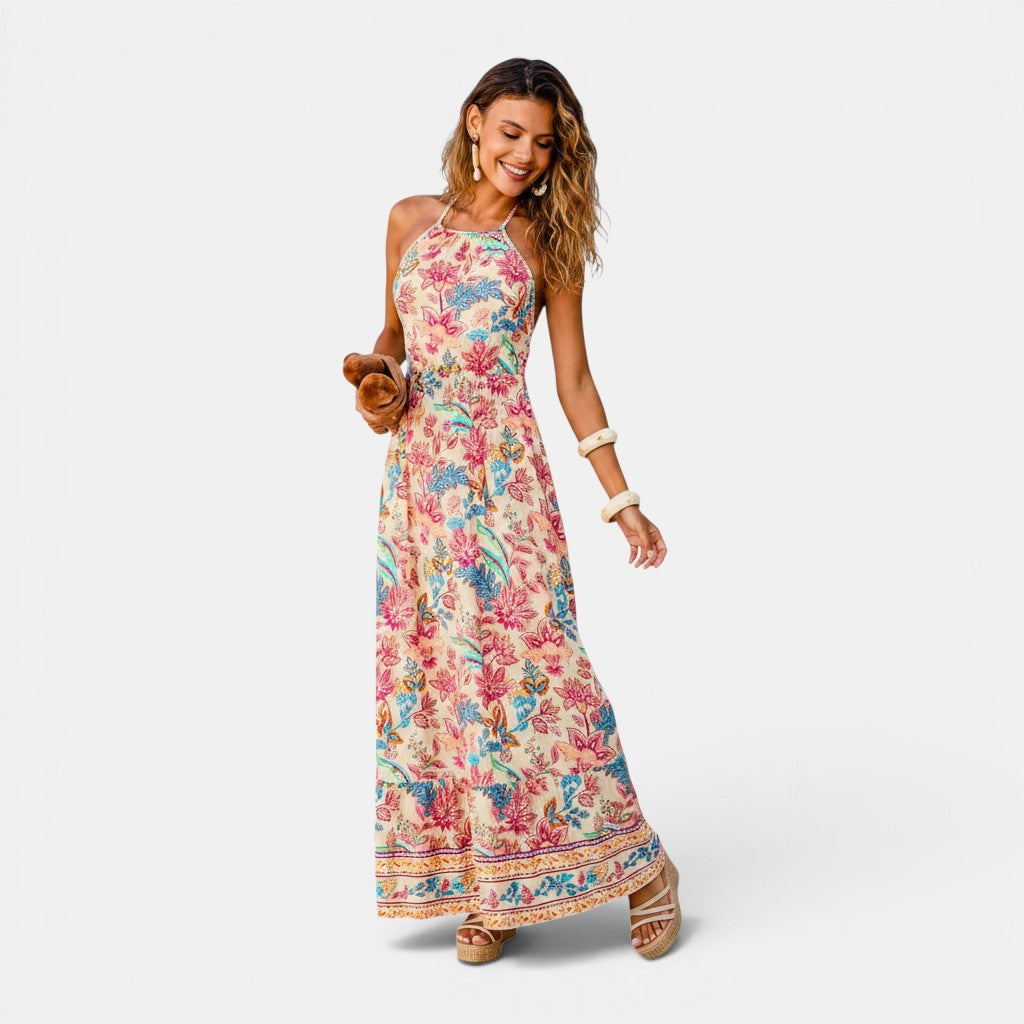 Monvaline | Women's Floral Maxi Dress for Summer Holidays & Events