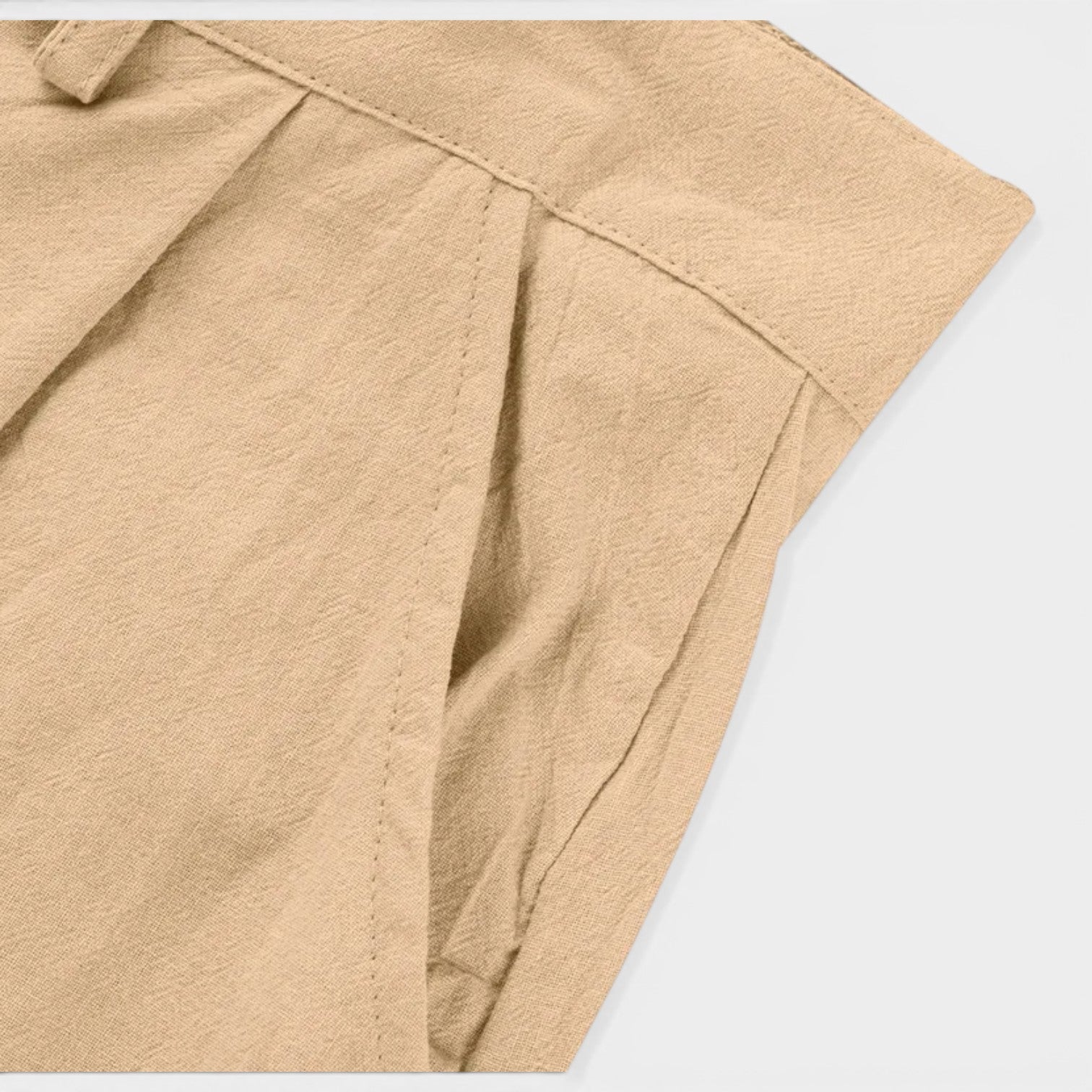 Monvaline | Men's Linen Smart Casual Trousers Straight Leg Loose Fit