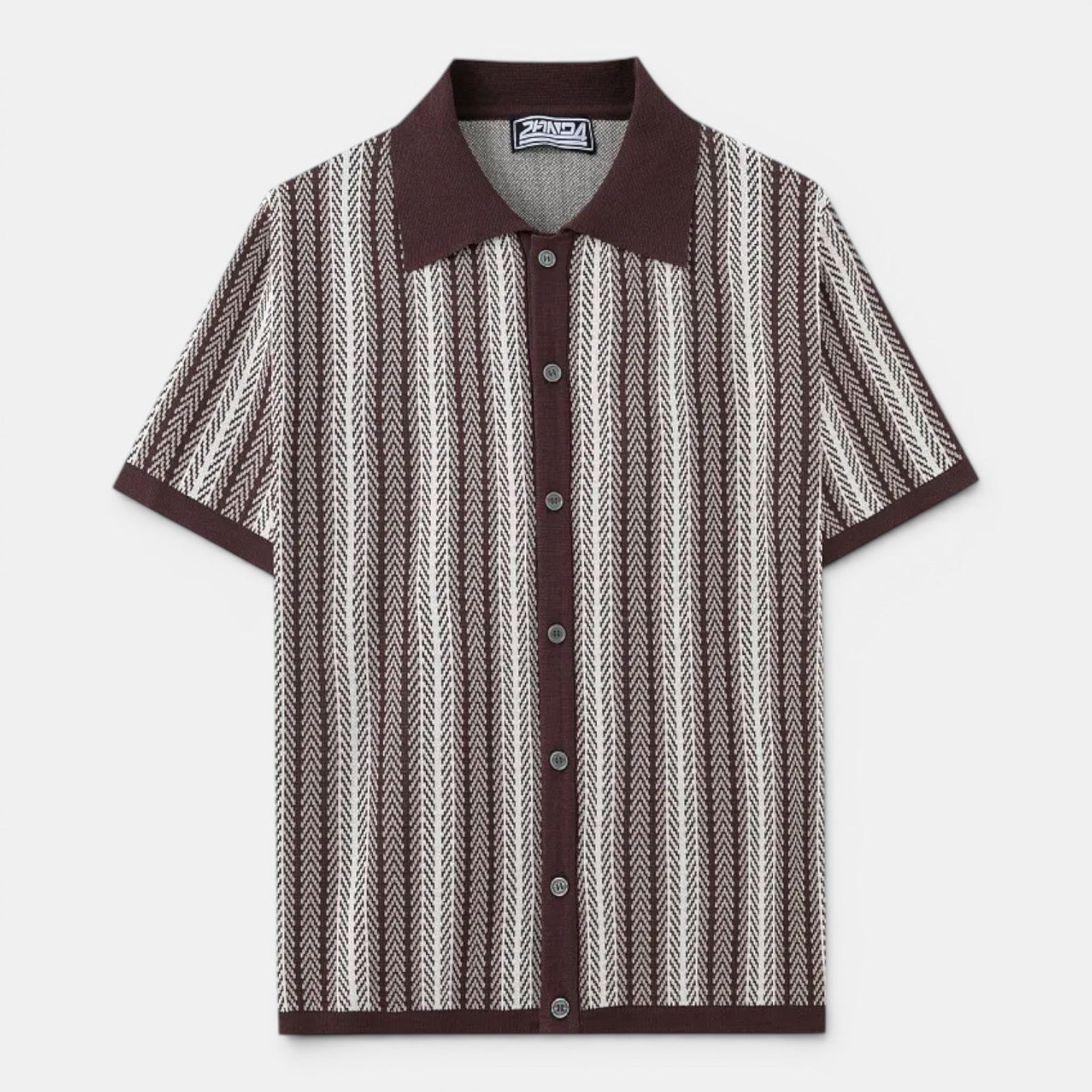 Monvaline | Men's Striped Knit Polo Shirt Smart Casual Summer Wear
