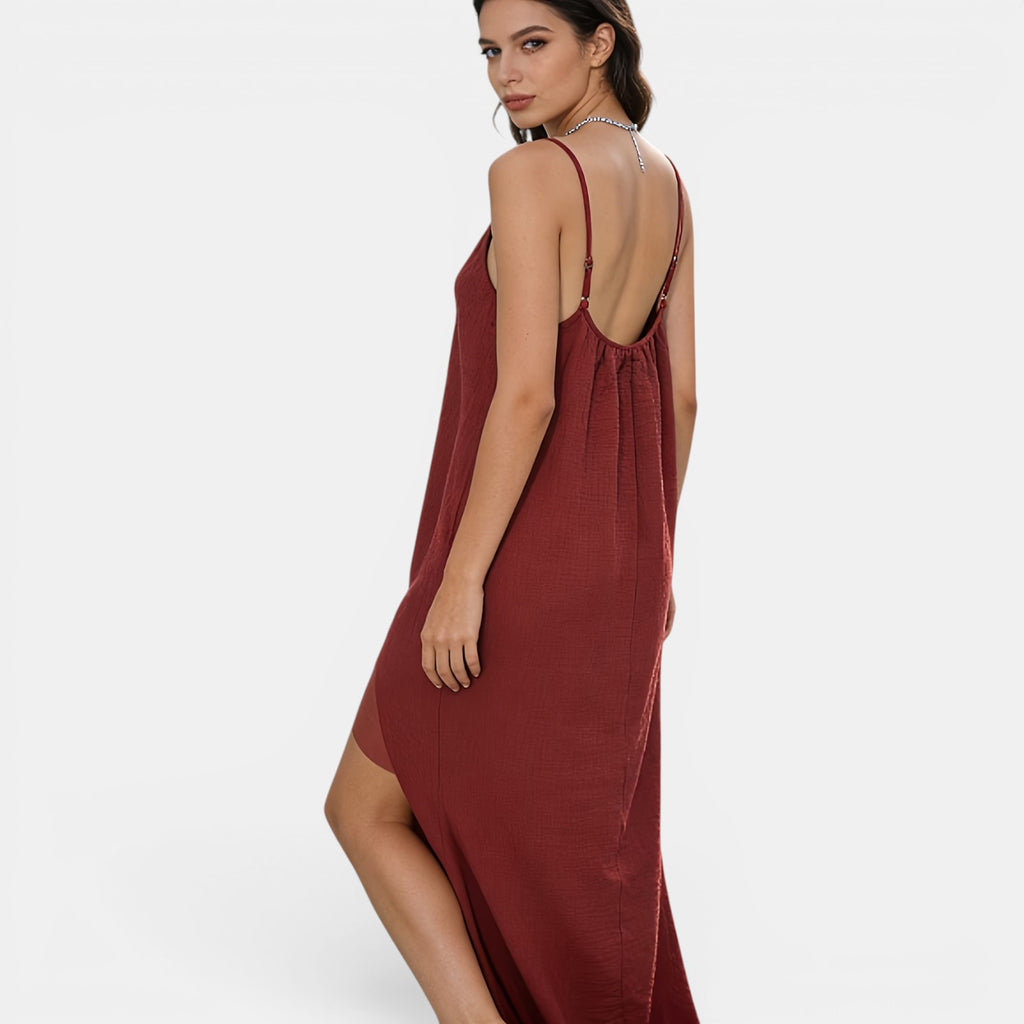 Monvaline | Women’s Sleeveless Holiday Midi Dress – Comfortable Summer Fit